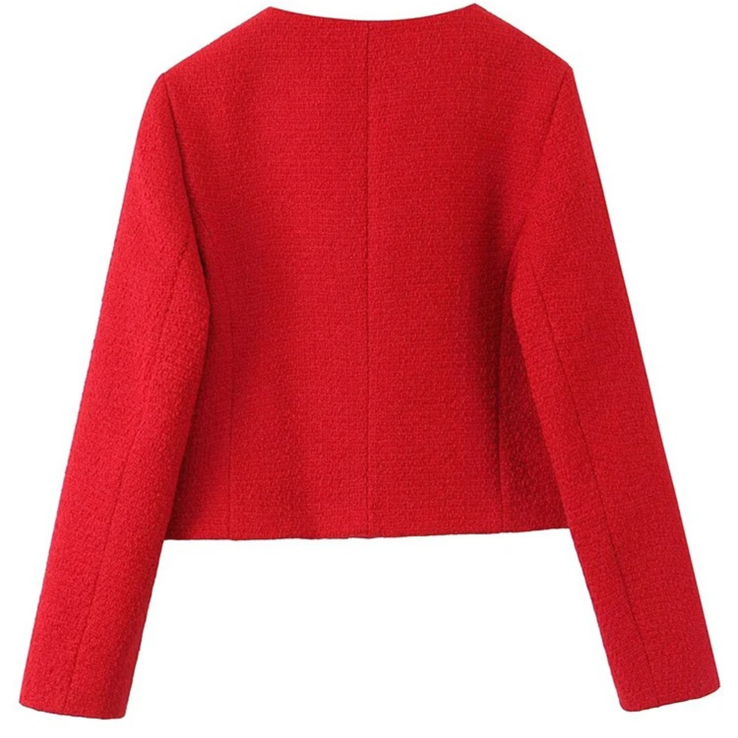 Red tweed jacket.